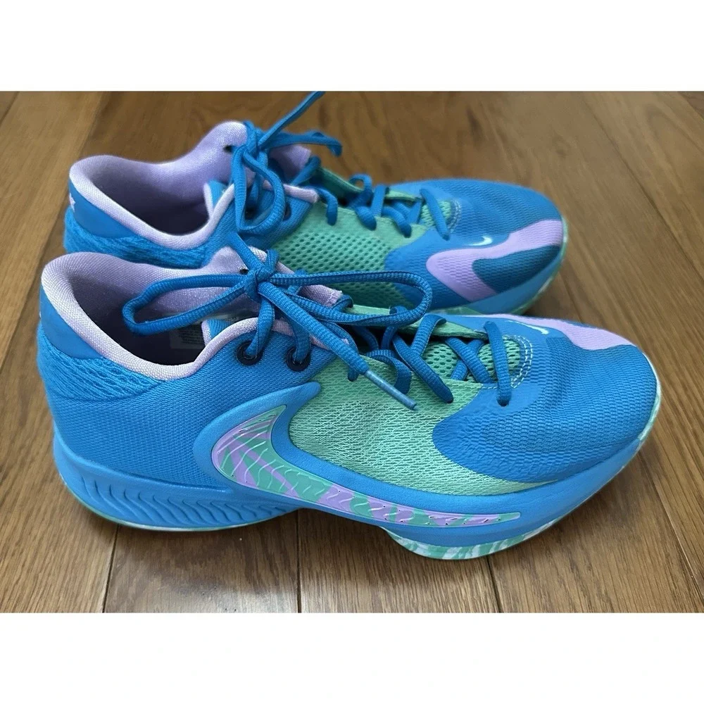 Nike Zoom Freak-4 Birthstone Shoes Boys Size 6.5Y‎ Blue Sneakers DQ0553-400